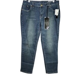 Zana Di Weekend Casual Skinny Fit Womens Embellished Pockets Dark Wash Jeans 16W